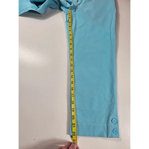 Talbots 2p PETITE curvy stretch vivid blue Capri career casual * - Picture 9 of 9